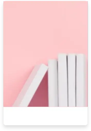 A minimalist image of five white books stacked vertically against a soft pink background. One book is slightly leaning, creating a clean and simple aesthetic.